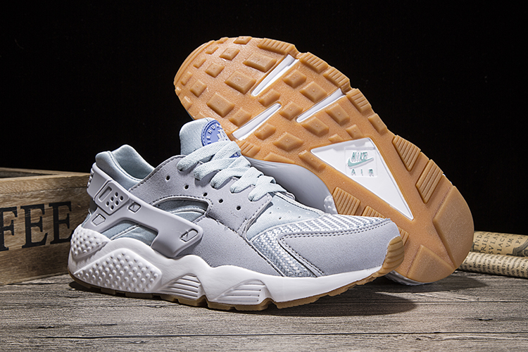 New Women Nike Air Huarache Light Grey Yellow Shoes - Click Image to Close